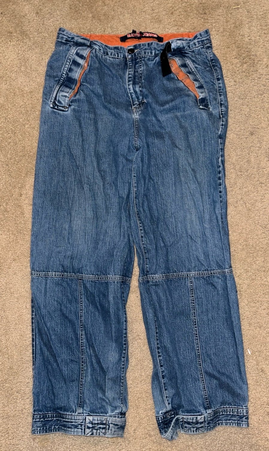Vintage 90’s Bum Equipment Velcro Jeans sz 15/16
