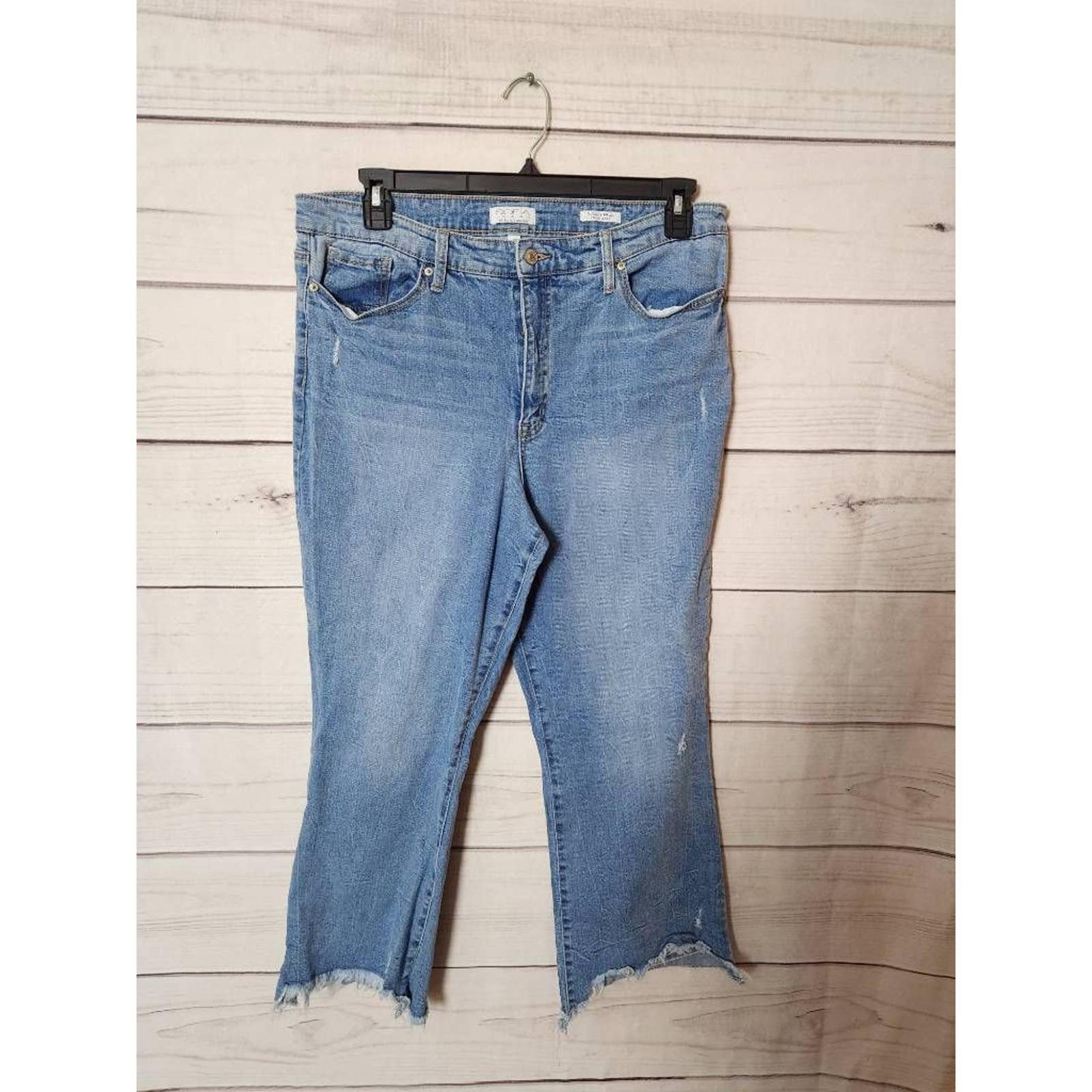 Sofia Vergara Womens Mayra Crop Flare Jeans Blue Stretch Medium Wash Denim 18