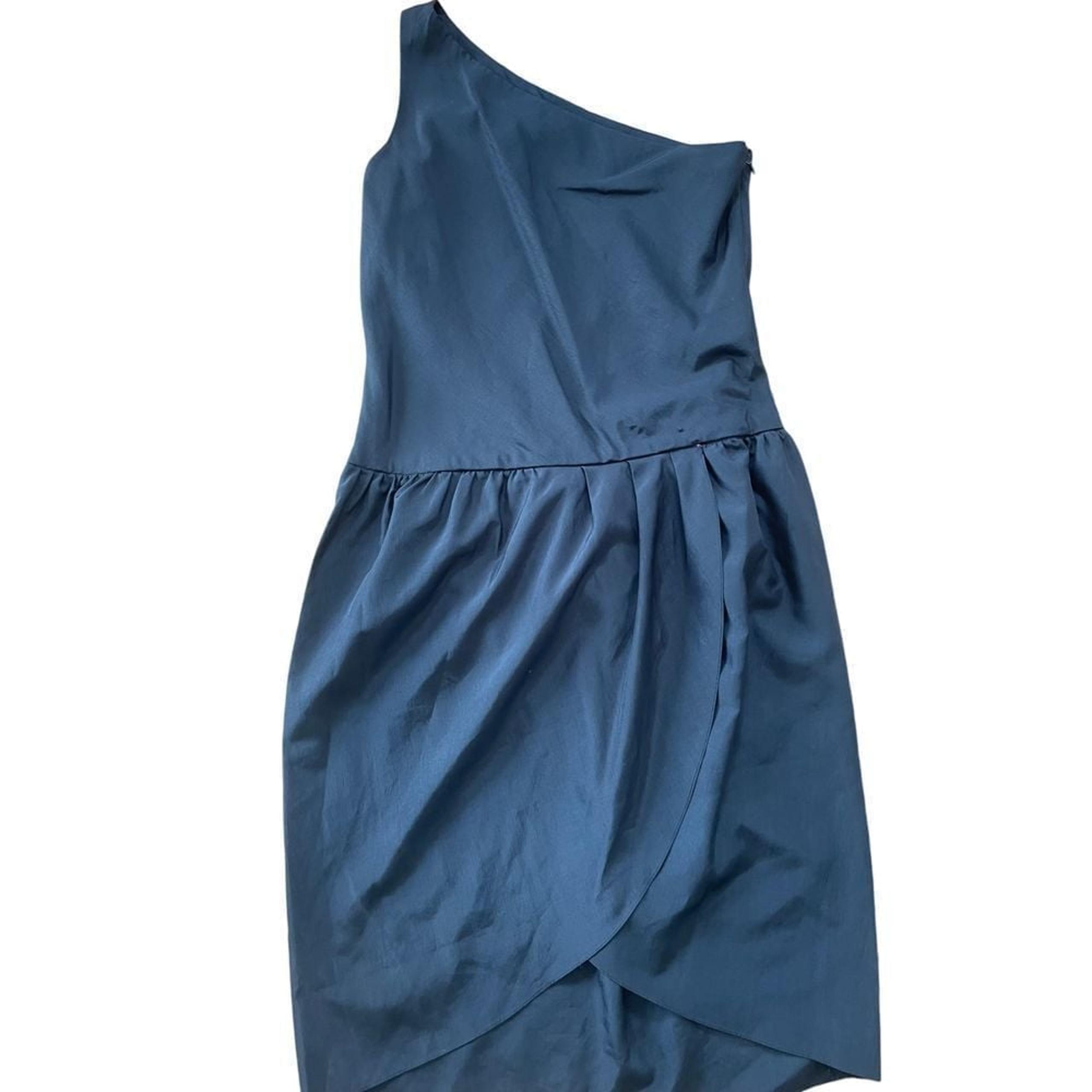 1980s vintage Bichon by Cynthia Howie black one shoulder silk blend dress size 8