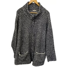 EILEEN FISHER Women' Size 1X Chunky Knit Cardigan Black/White Organic Cotton