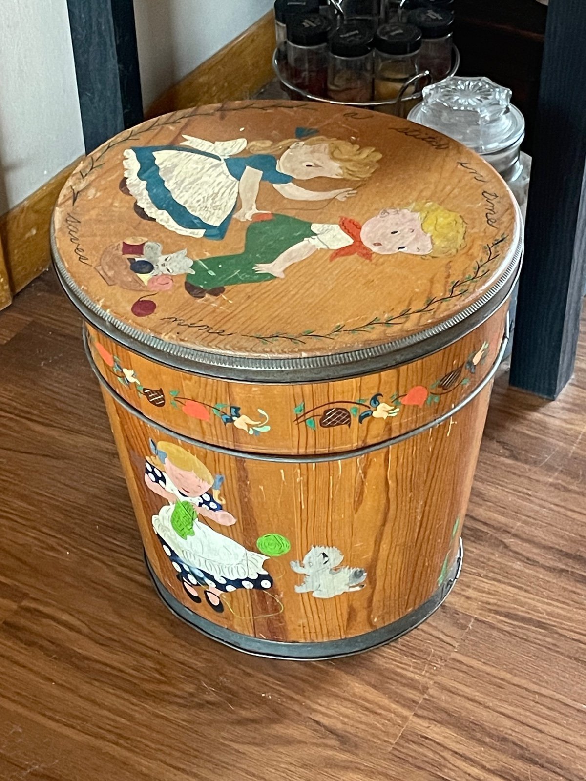 Vintage handmade wooden craft box