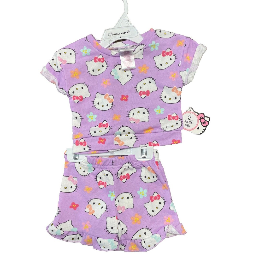 Hello Kitty 2 Piece Kids Sets Summer Shorts/top Purple Size 12 months