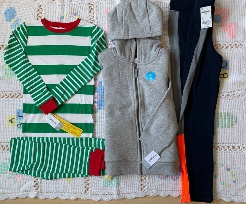NWT Bundle of Carter's and Oshkosh's Jacket, PJ, and Pants, Big Boys Size 8