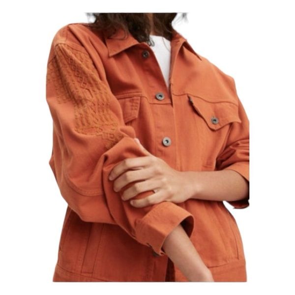 Levi's Embroidered Type III Trucker Jean Jacket Orange Rust Denim Oversized L