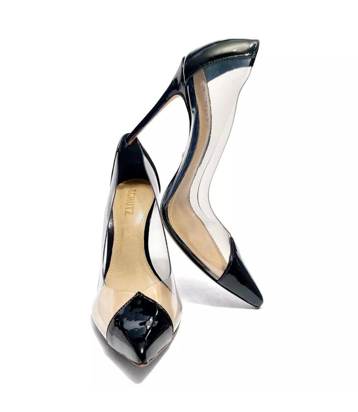 Schutz Cendi Transparent & Black Heel Shoes 6.5