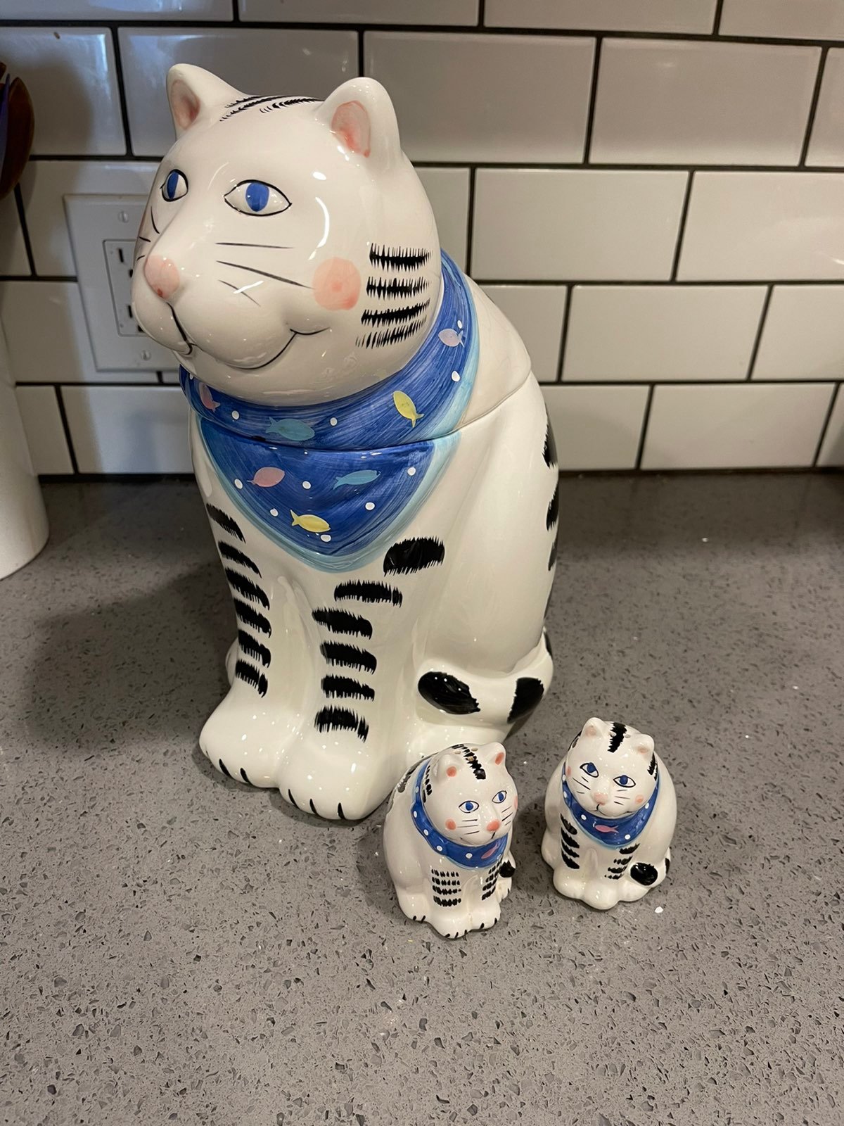 Vintage CoCo Dowley Cat Cookie Jar and S