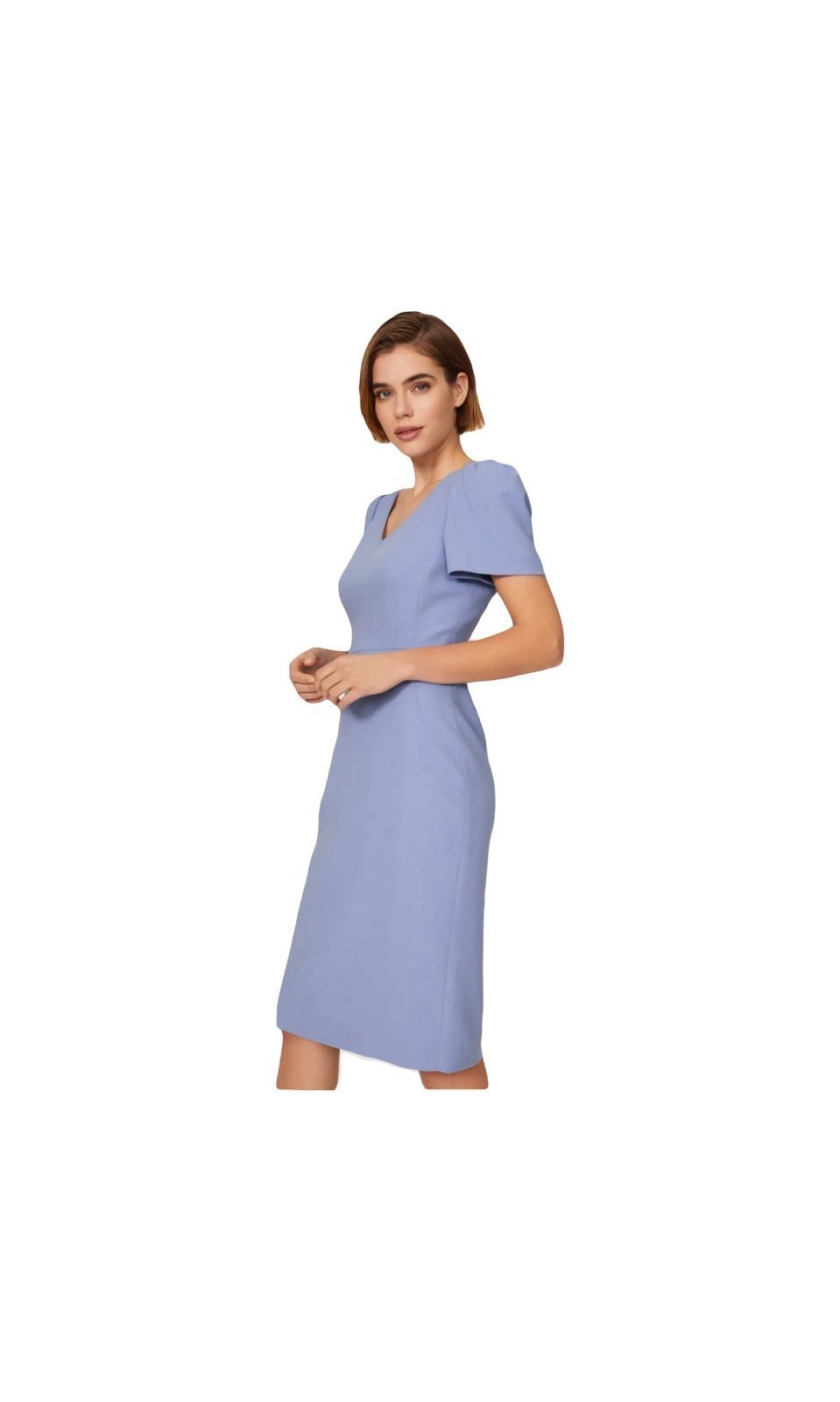L K Bennett London US 8 Light blue Short sleeve Midi dress Back zip formal
