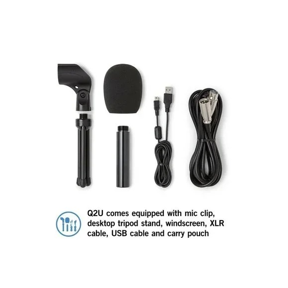 Samson Q2U Handheld Dynamic USB Mic Q2U Recording & Podcast Pack + Accessories