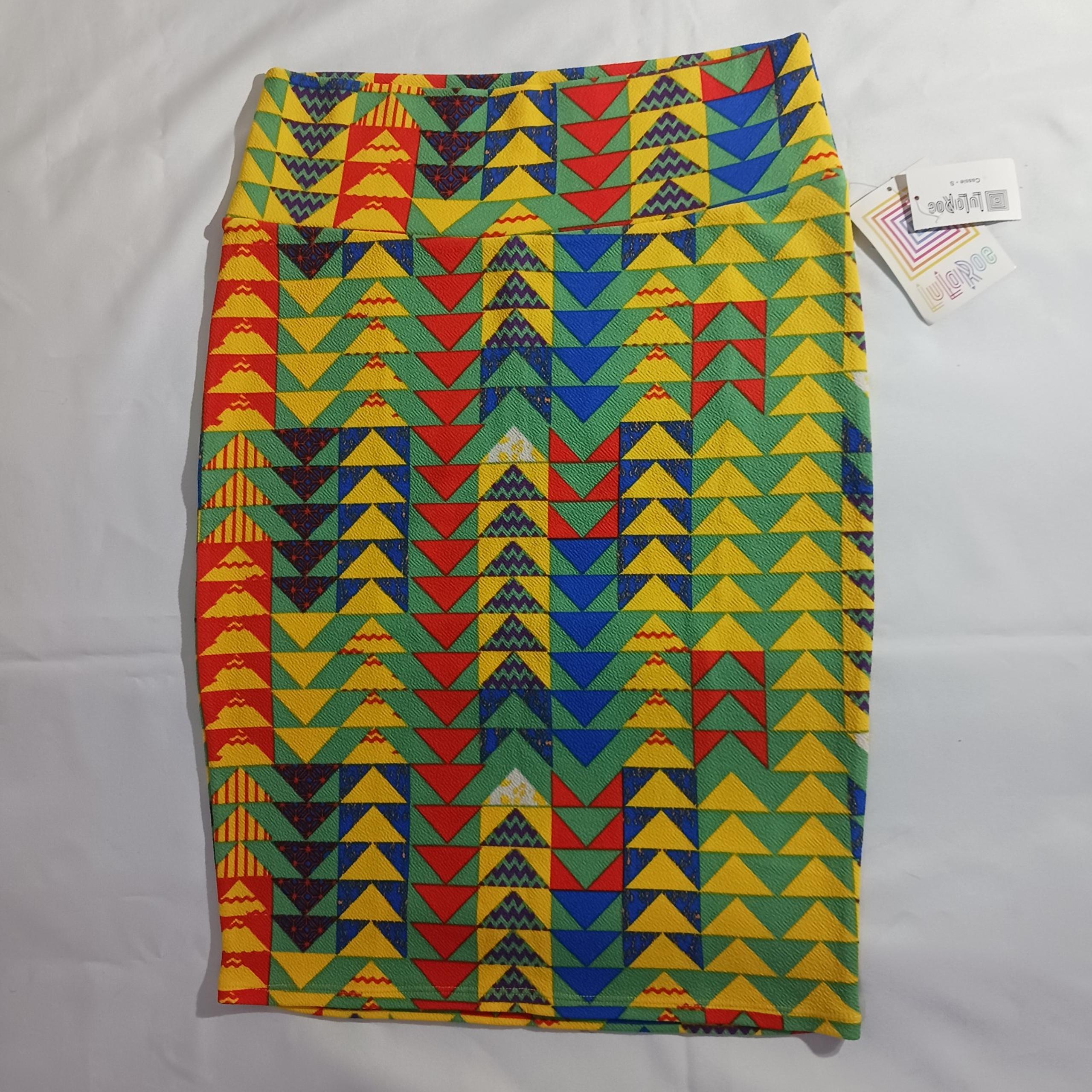 LuLaRoe Womens Small Midi Pencil Skirt Multicolor Herringbone NWT