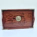 Vintage Mid 20th Century Chinese Rosewood And Brass Serving Tea Tray Chinoiserie