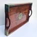 Vintage Mid 20th Century Chinese Rosewood And Brass Serving Tea Tray Chinoiserie