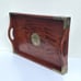 Vintage Mid 20th Century Chinese Rosewood And Brass Serving Tea Tray Chinoiserie