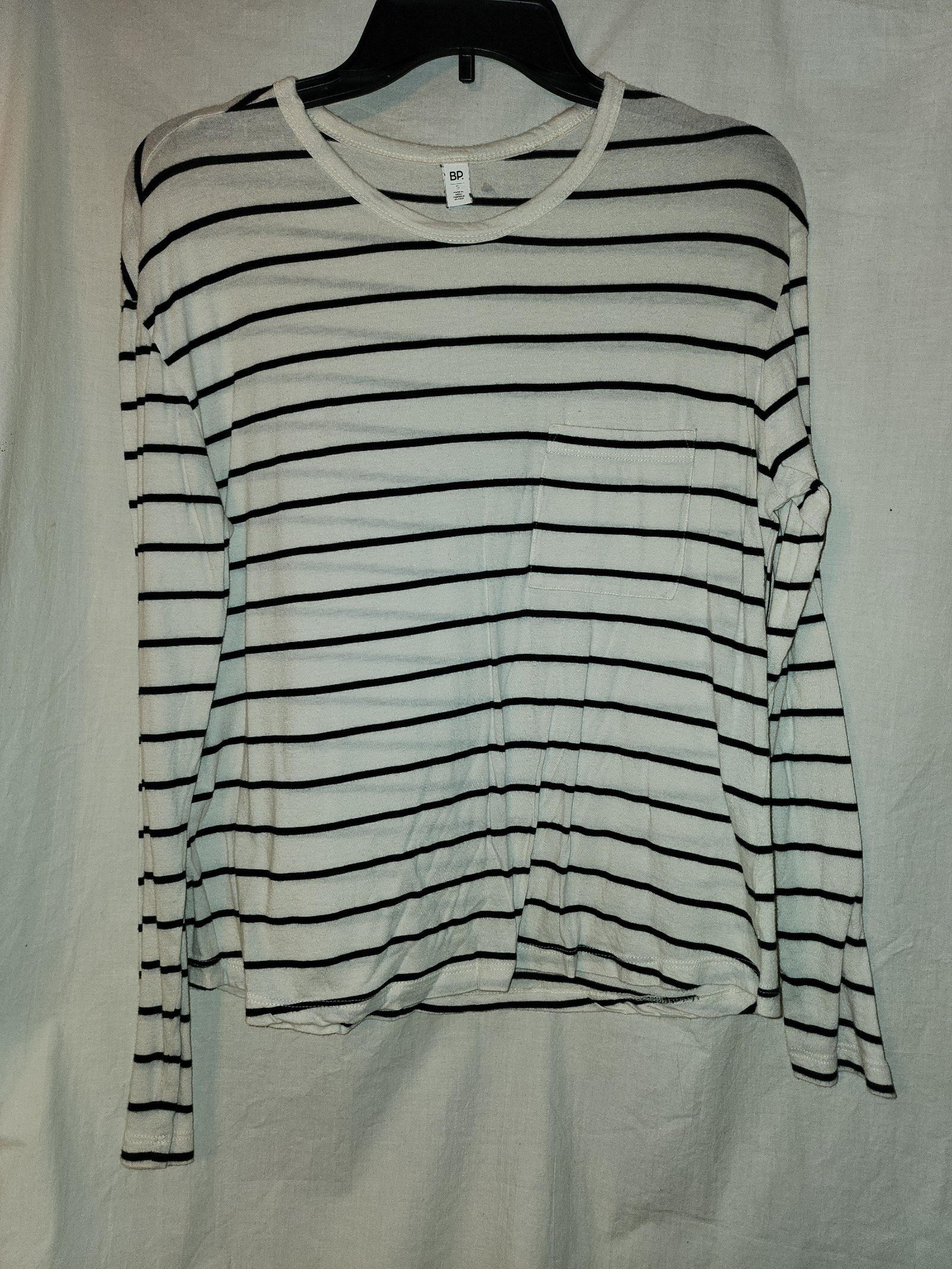 BP womens size small white longsleeved black striped top