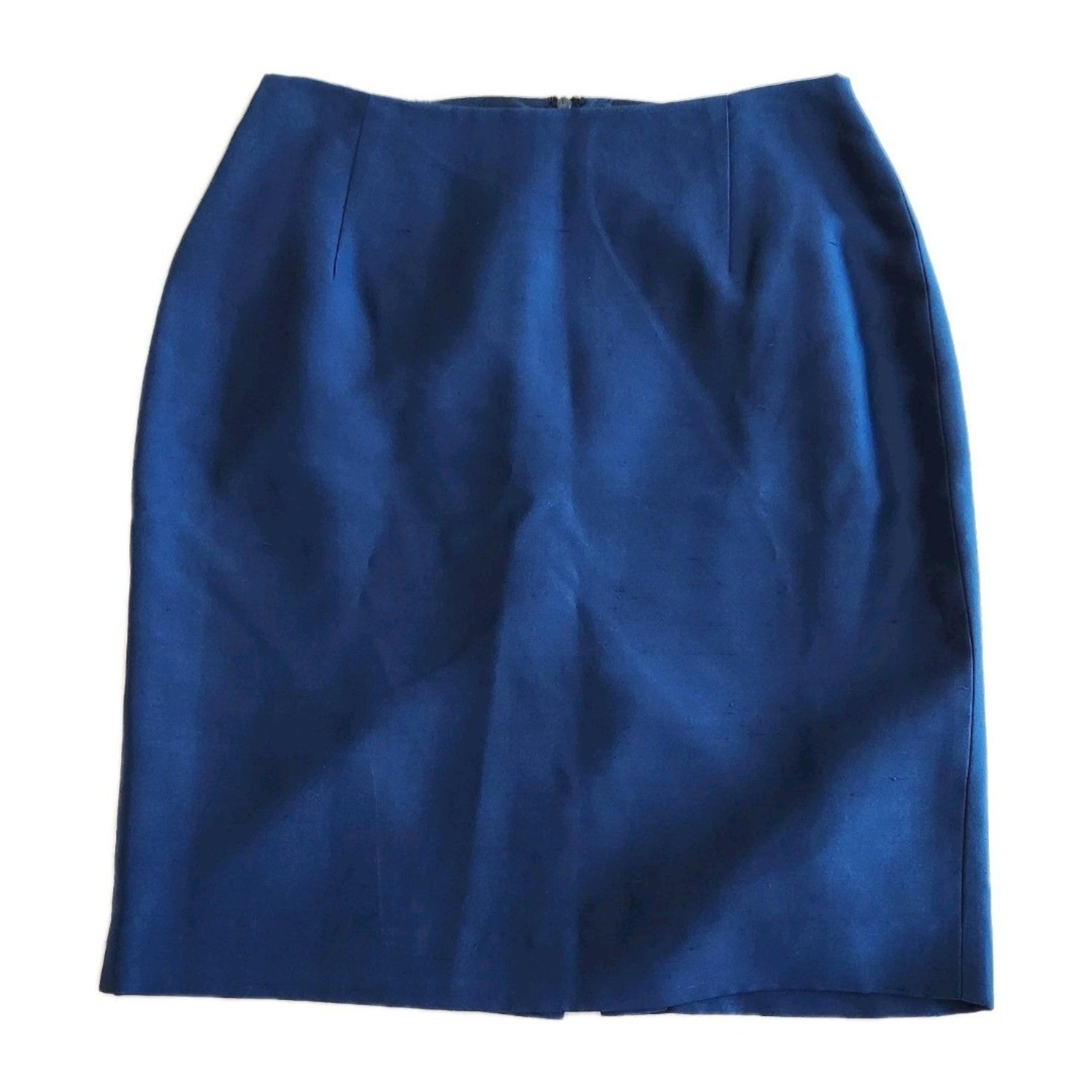 Tahari 100% Silk Blue Mini Skirt Office Siren Corp Core Women SZ 4 Petite
