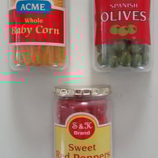 Acme Refrigerator Fridge Magnets Fruit Vegetable Jar - (3) Corn Peppers Olives