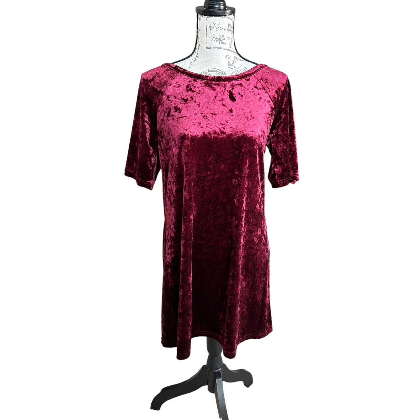 BB Dakota Burgundy Velvet Mini Swing Dress Small NWT