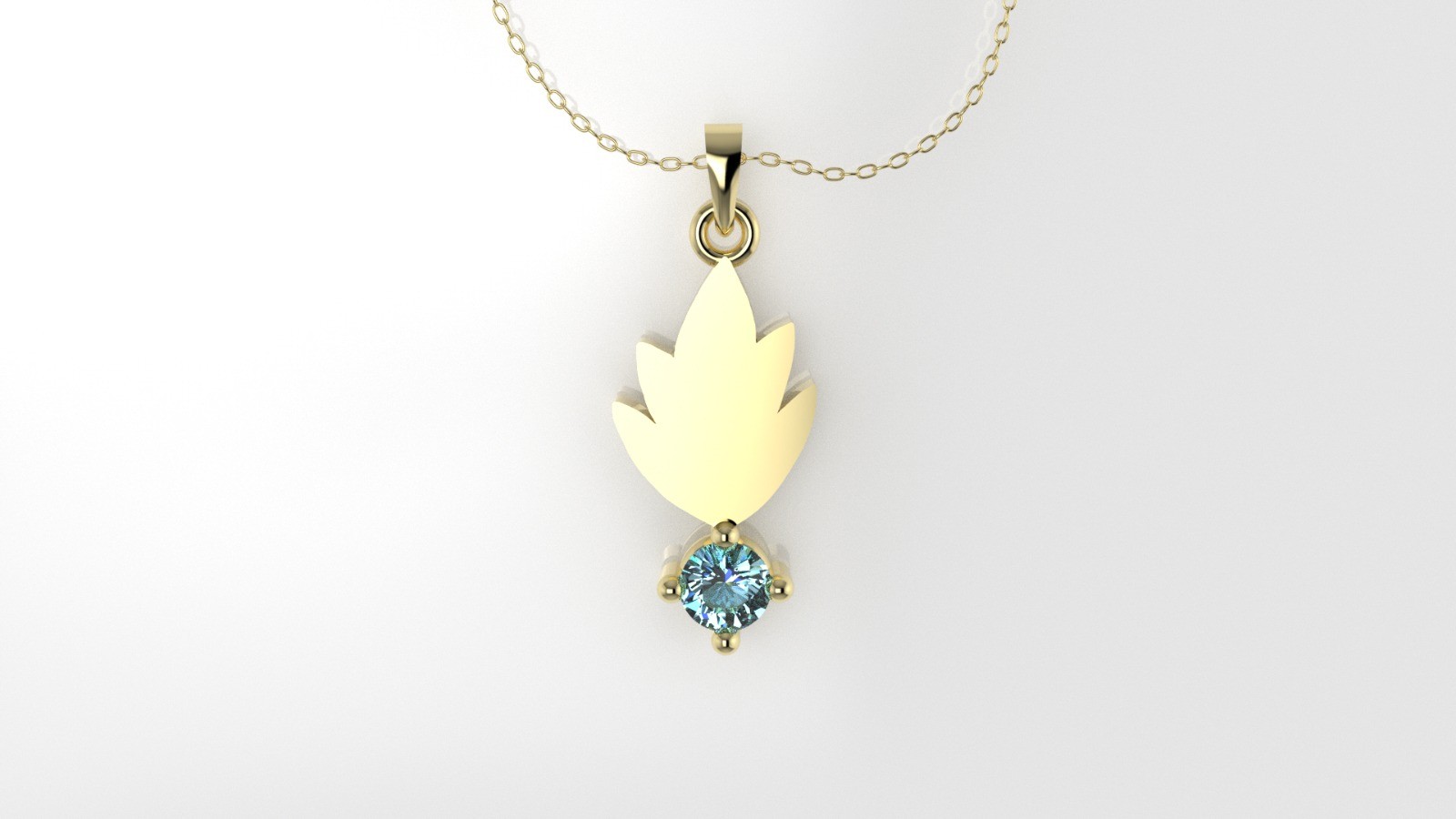 14K Pendant with Aquamarine, includes 18 inch Chain
