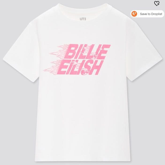 Kid's Age 13 BILLIE EILISH TAKASHI MURAKAMI WHITE T-SHIRT Uniqlo Tee Pink