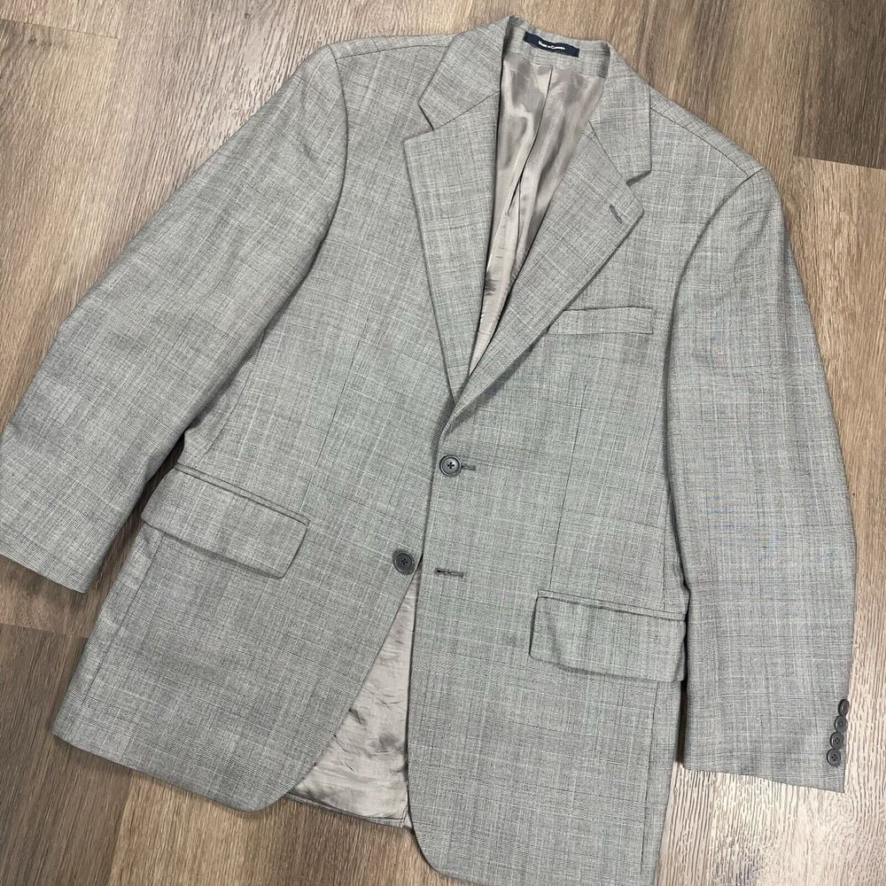 RALPH by Ralph Lauren Suit Blazer Mens Size 38 Gray Plaid Wool Coat Dillards
