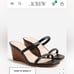 J. Crew Authentic Italian Double Stacked Wedges with Black Leather T-Straps
