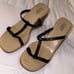 J. Crew Authentic Italian Double Stacked Wedges with Black Leather T-Straps