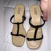 J. Crew Authentic Italian Double Stacked Wedges with Black Leather T-Straps