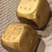 AS IS Old jumbo rounded brass fancy paperweight dice pair 100524@