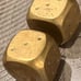 AS IS Old jumbo rounded brass fancy paperweight dice pair 100524@