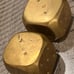 AS IS Old jumbo rounded brass fancy paperweight dice pair 100524@