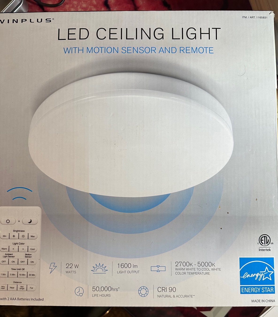 Led ceiling light w/remote