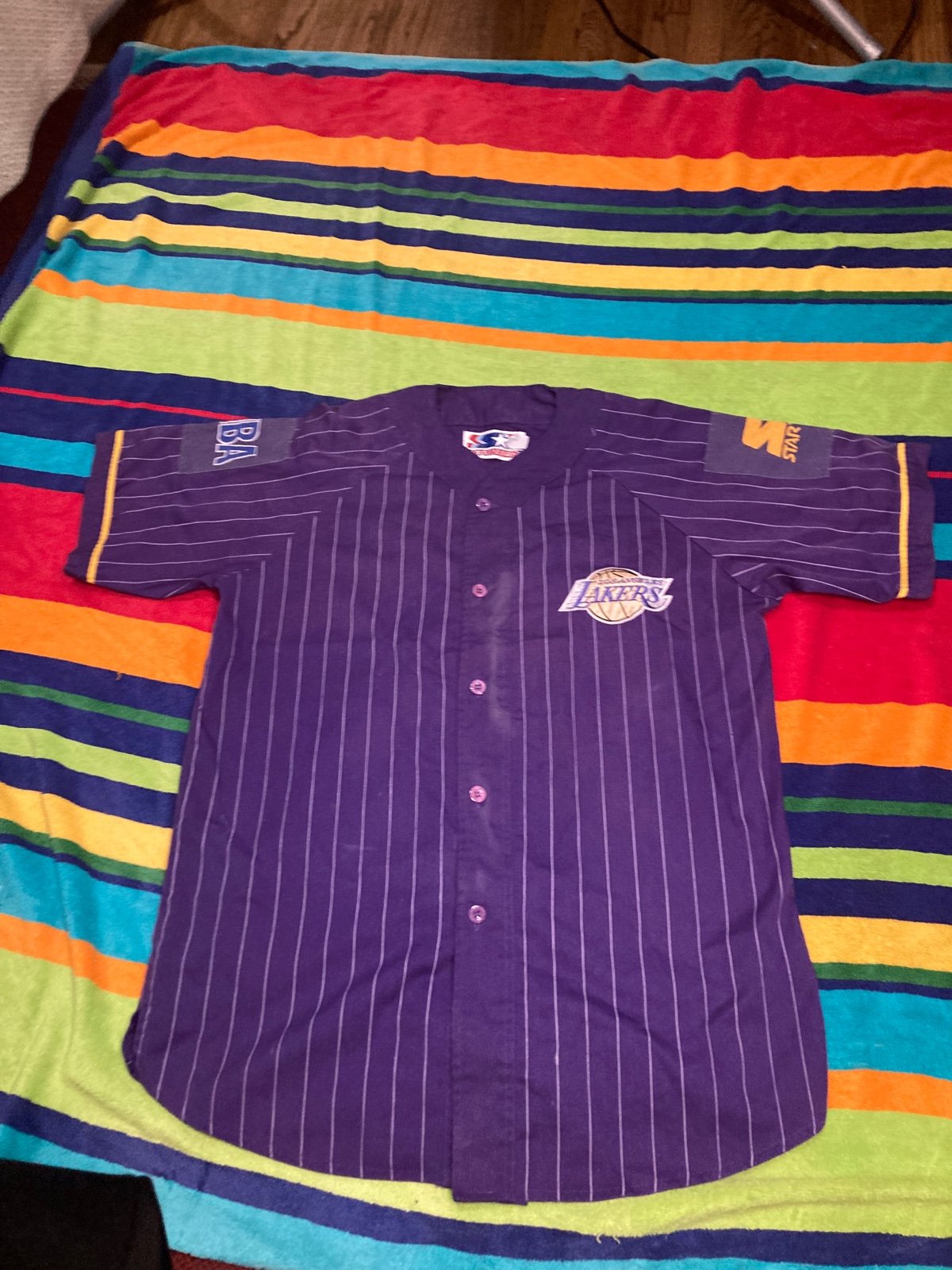 Vintage Los Angeles lakers pin stripe jersey starter large