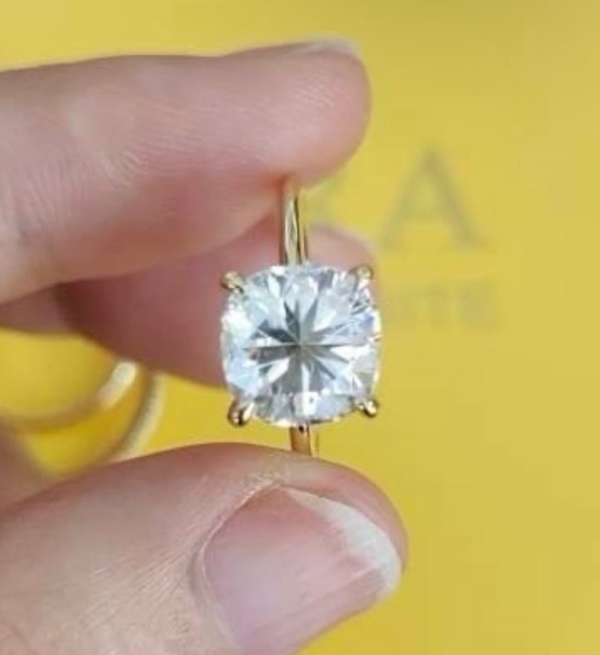 *SALE* 3CT Cushion Cut Moissanite Solid Yellow Gold Engagement Ring Size 7
