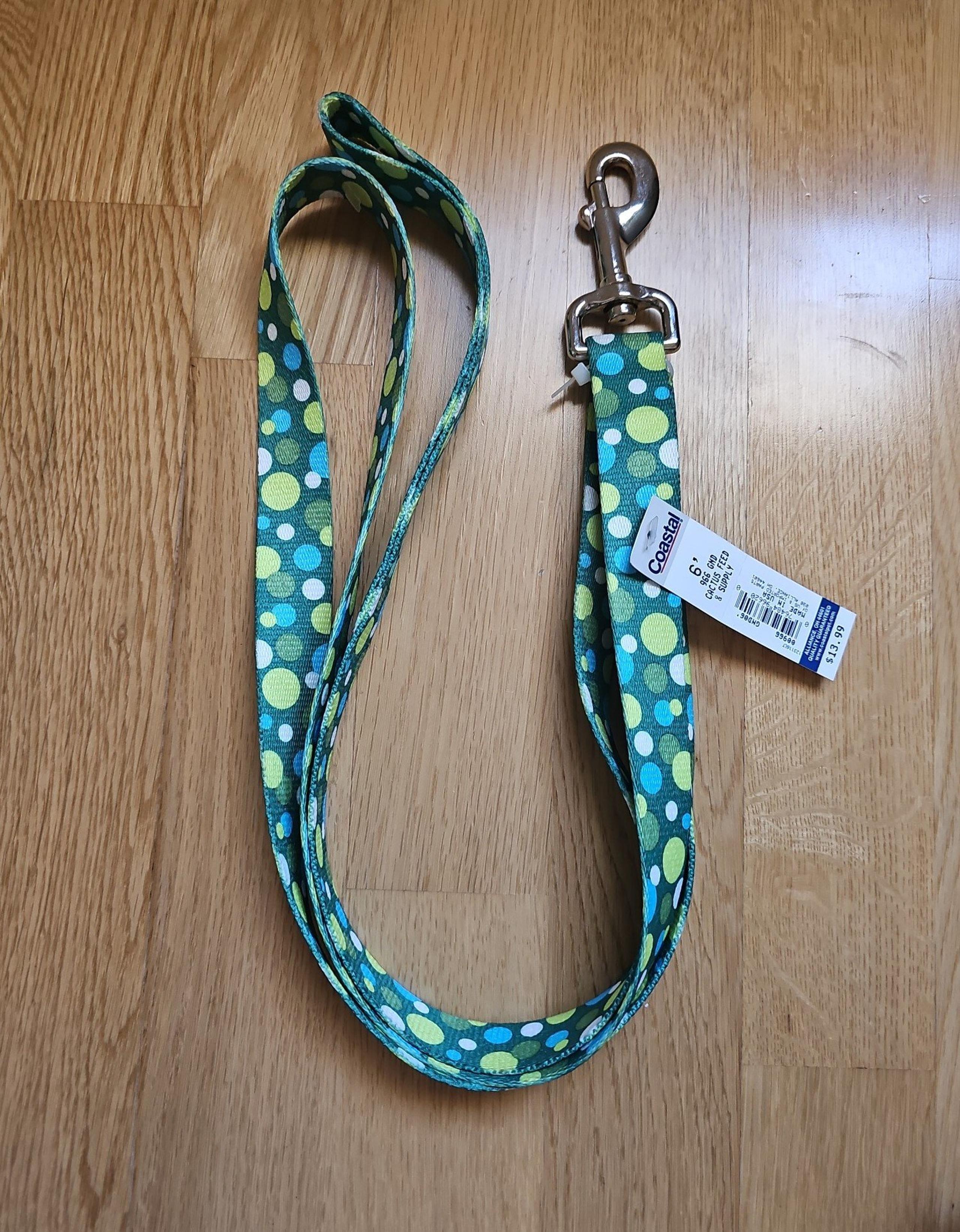 Coastal Pet Green Blue White Polka-Dot Dog Leash MADE IN USA Large NWT!
