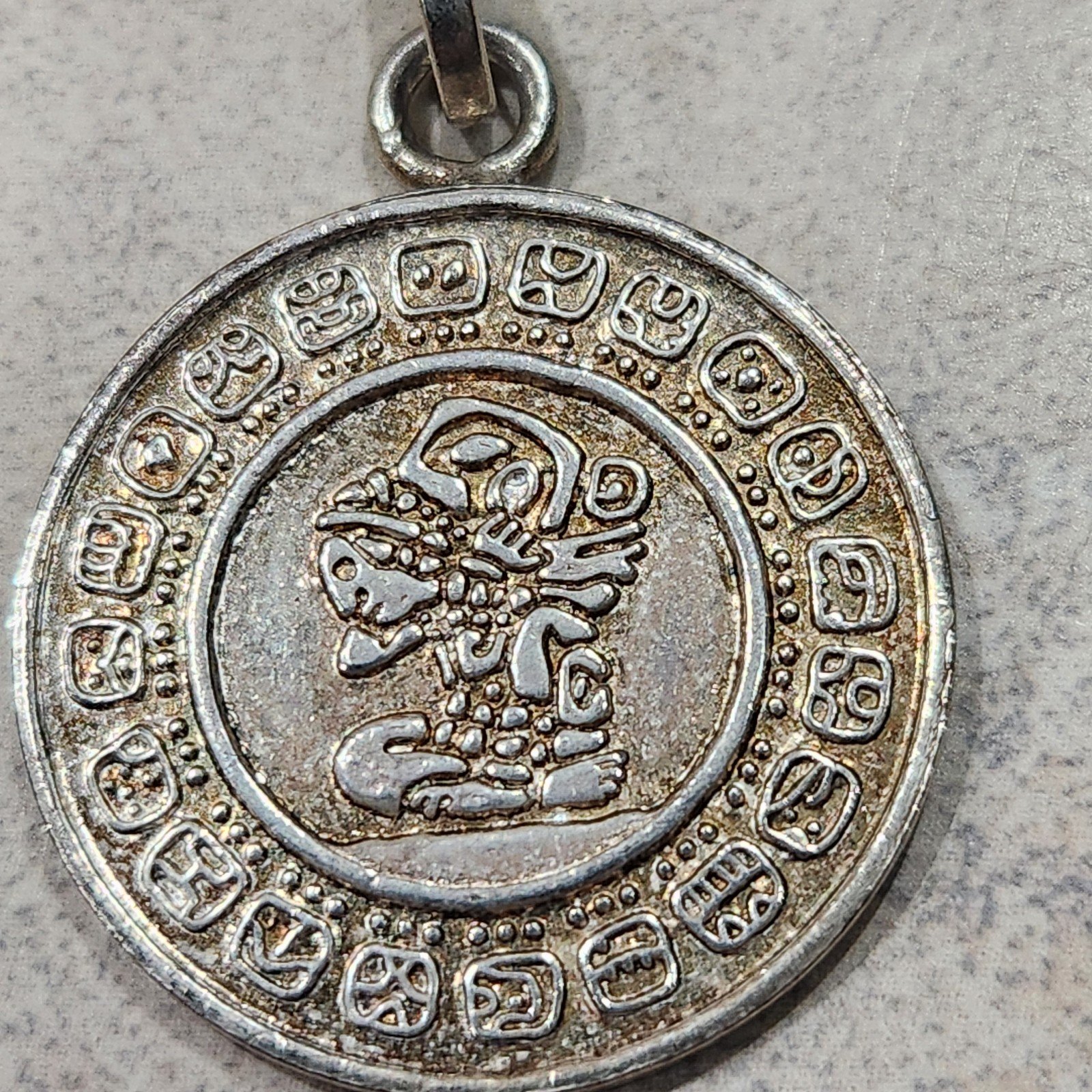 925 Sterling Silver, Mexico Aztec Calendar Design Pendant