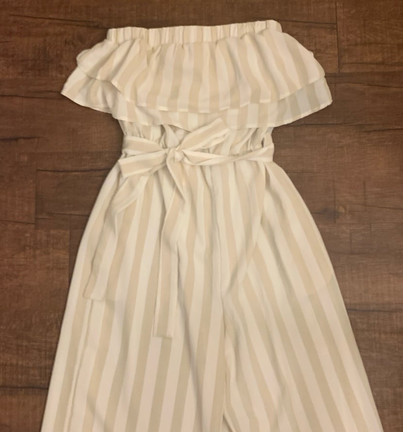 Cream striped jumpsuit