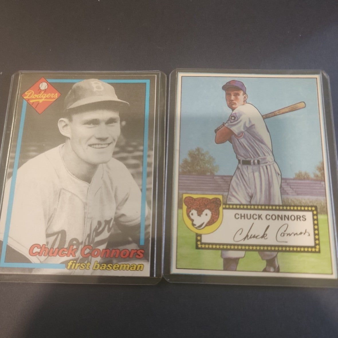 2 chuck Connors baseball cards