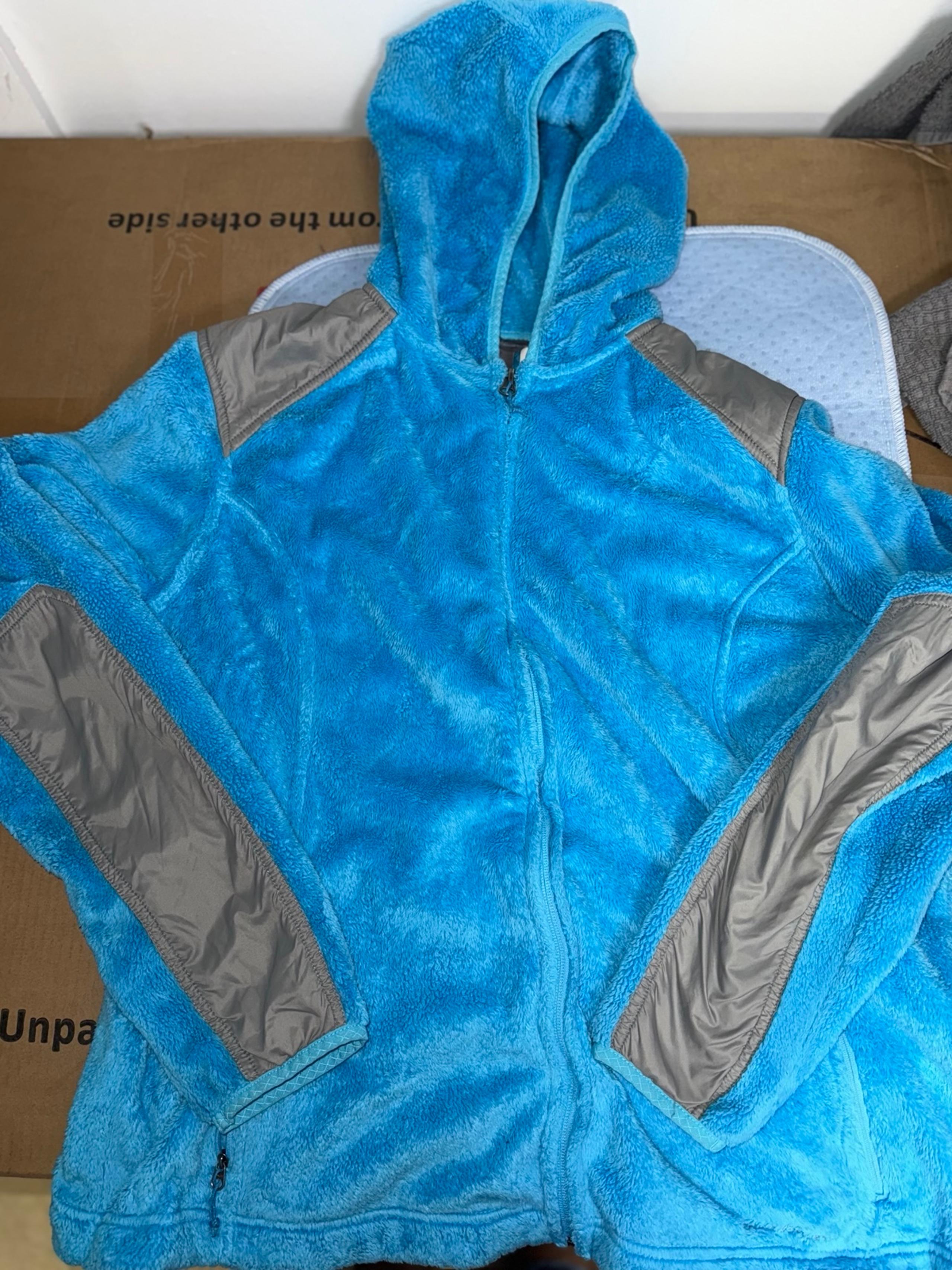 Beautiful and soft Blue and grey fleece jacket with hood