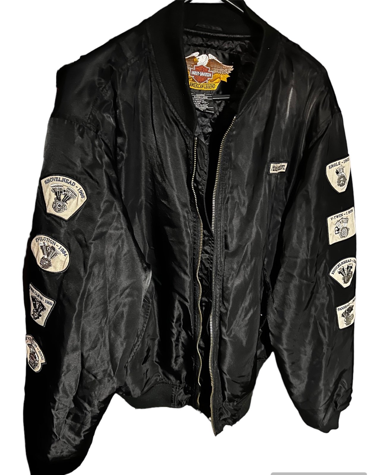 Vintage Harley Davidson Black Bomber Jacket Lined With Patches size 1x