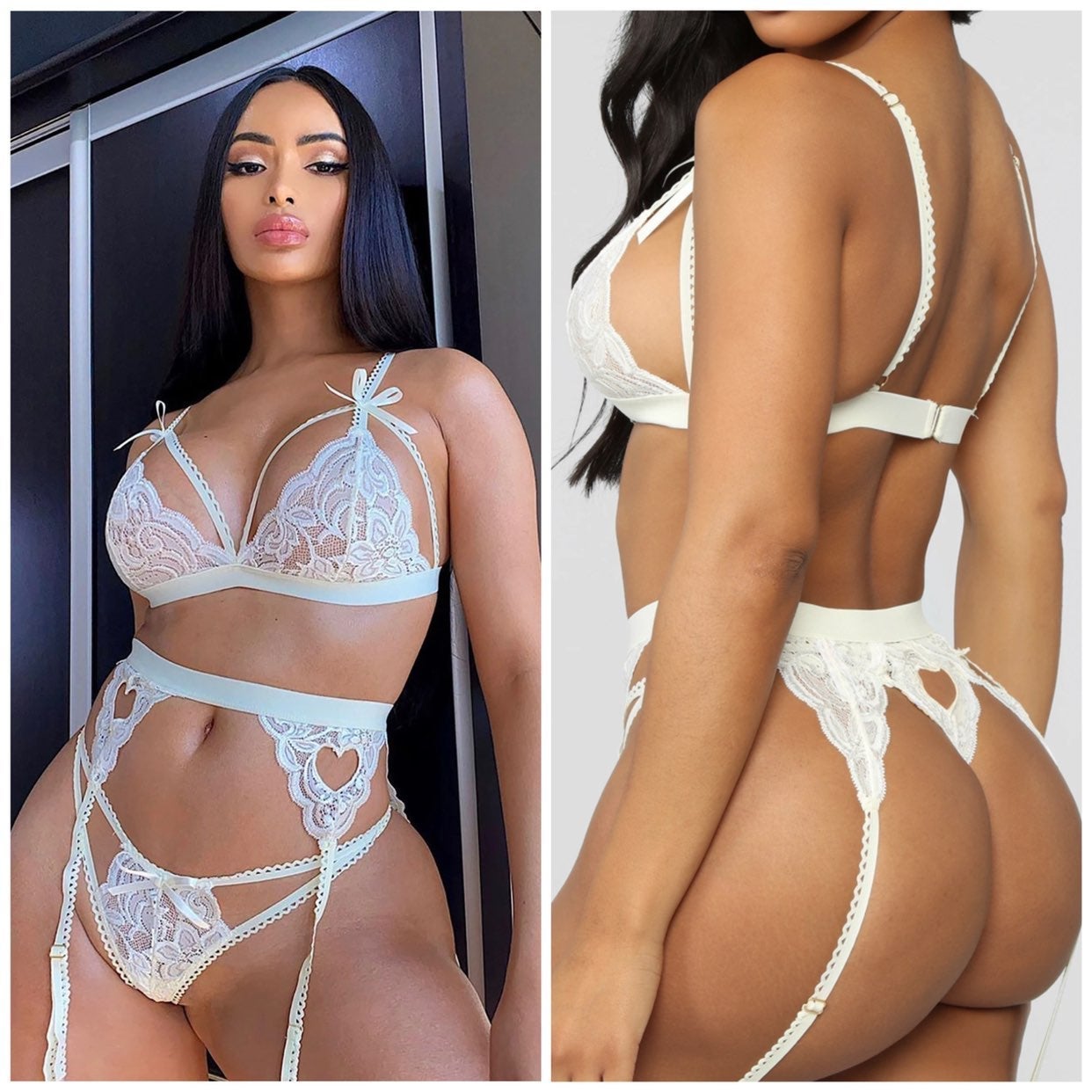 Body language 3 pieces garter set - ivory