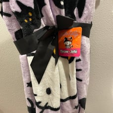 Hello Kitty Purple Cat and Bat Blanket
