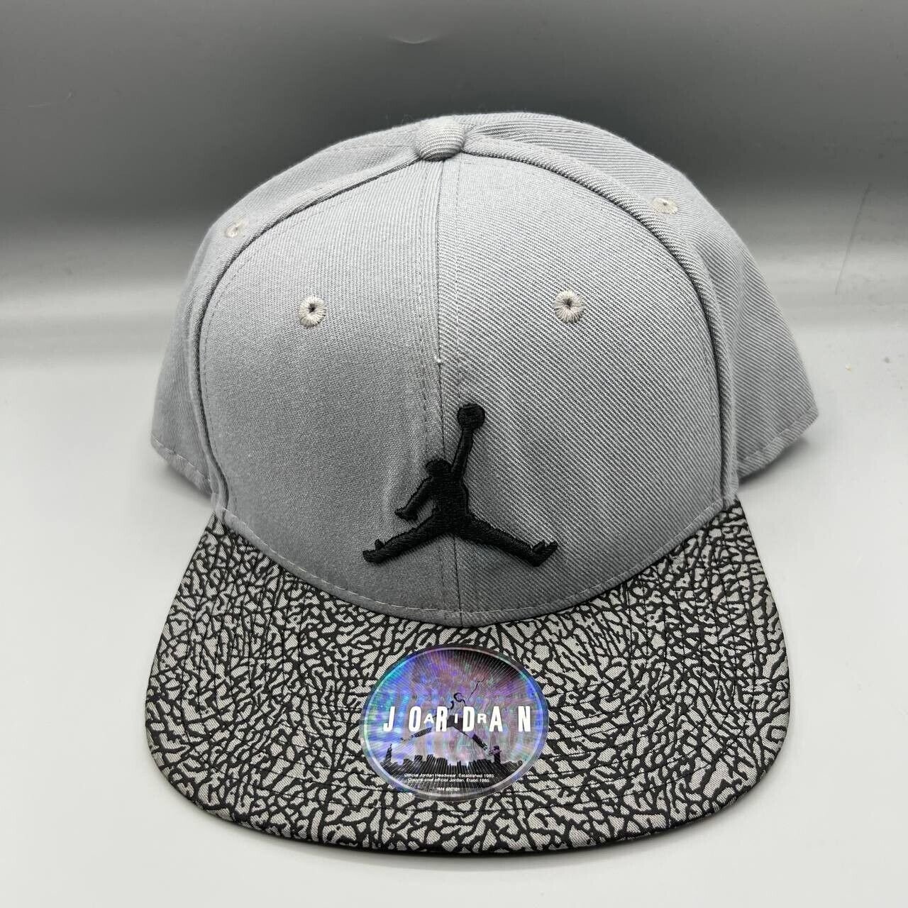 Air Jordan Hat Men Gray Cement Elephant Embroidered Logo Jumpman Snap Back Cap
