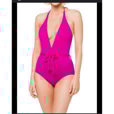Seafolly Magenta Deep V One Piece Malliot Swimsuit Size 12