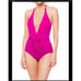 Seafolly Magenta Deep V One Piece Malliot Swimsuit Size 12