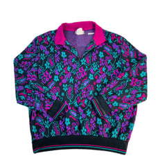 Vintage 90s Multi Color Paisley Collared Sweater