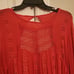 Free People Coral Pink Mini Boho Lacy Tunic Short Dress Flowy Sleeves Size S