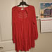 Free People Coral Pink Mini Boho Lacy Tunic Short Dress Flowy Sleeves Size S