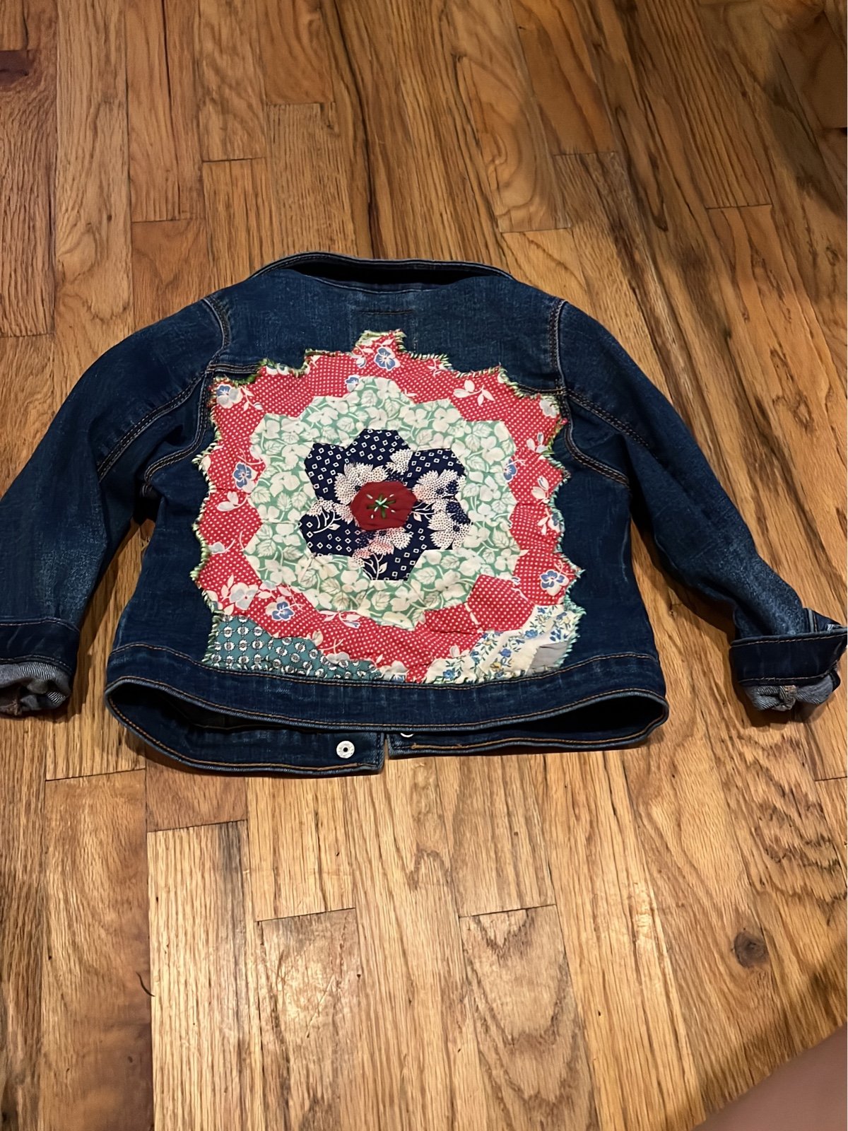 Jean Jacket 4T hand sewn quilt patch