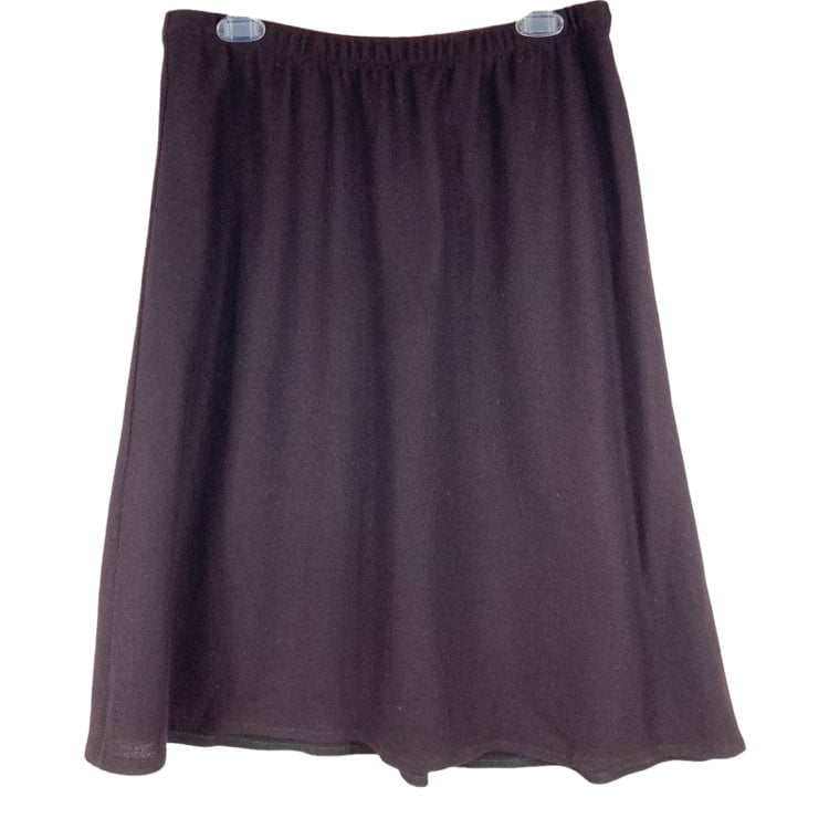 Eileen Fisher Dark Purple 100% Wool A-Line Skirt Womens Size L