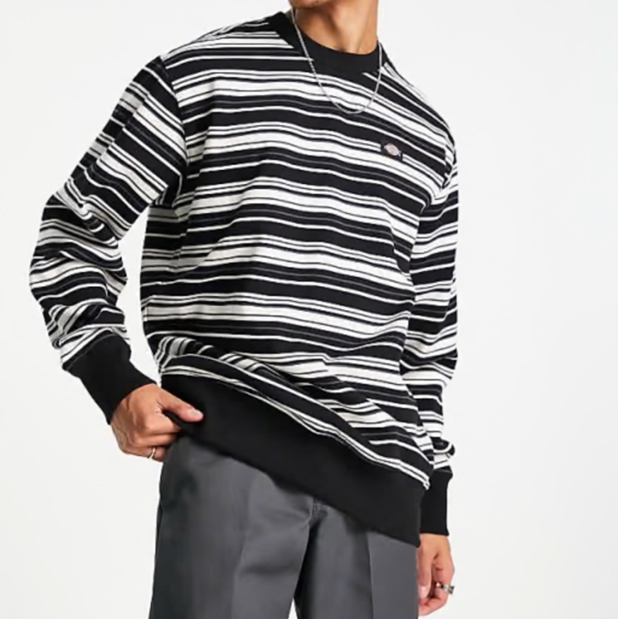 DICKIES Men's WESTOVER STRIPE Crew Sweatshirt  SMALL