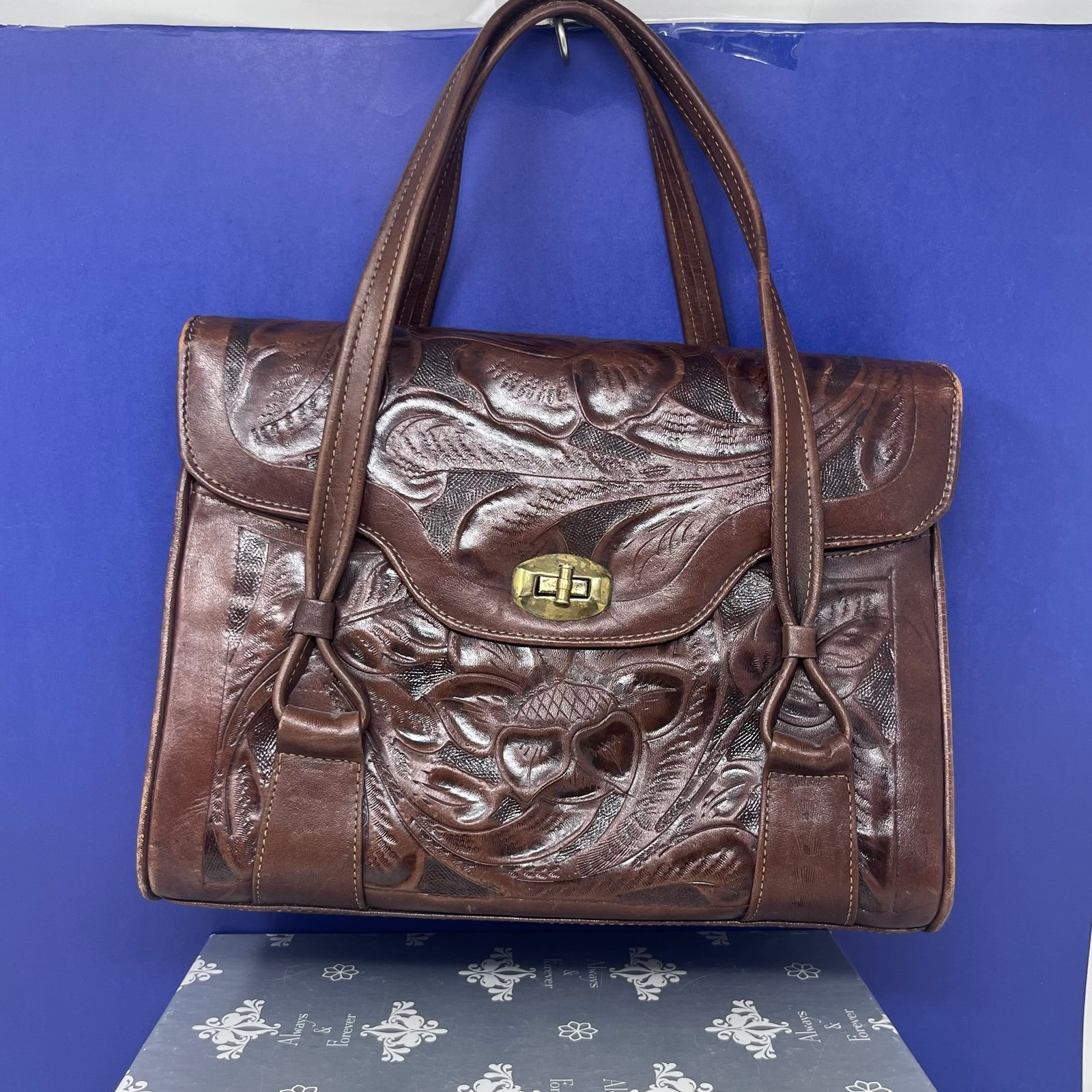 Vintage Avelar Mexican Hand Tooled Leather Handbag
